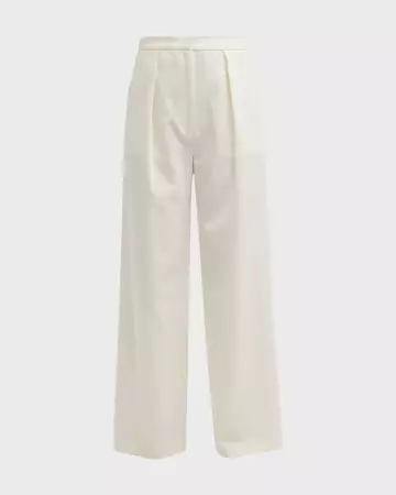 Misook Tailored Wide-Leg Chiffon Pants | Neiman Marcus