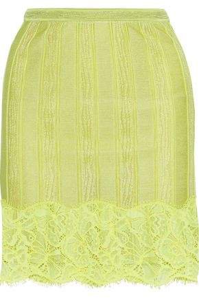 Corded Lace-appliqued Stretch-knit Mini Skirt