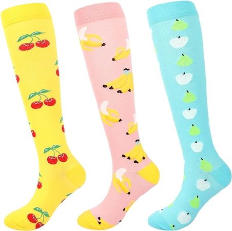 Amazon.com: Junely Halloween Compression Socks for Women 20-30 mmhg Striped Knee High Socks for Support Nurses Pregnancy Flying Sports Travel Running Swelling Black White Red Yellow : Clothing, Shoes & Jewelry