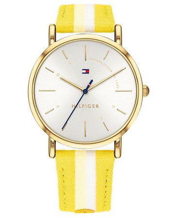 Tommy Hilfiger Women's Yellow & White Nylon Strap Watch 35mm, Created for Macy's & Reviews - Watches - Jewelry & Watches - Macy's