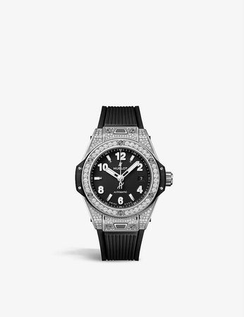 HUBLOT - 485.SX.1170.RX.1604 Big Bang One Click stainless-steel, rubber and 1.16ct diamond watch | Selfridges.com