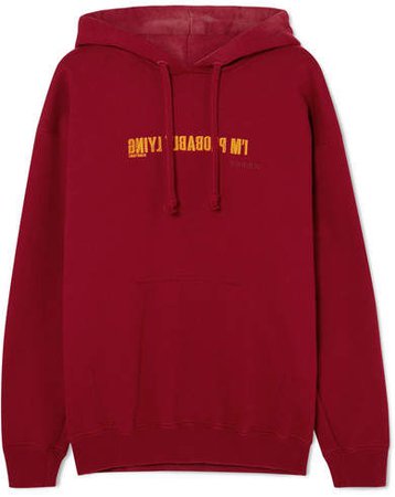 Embroidered Cotton-blend Jersey Hooded Top - Burgundy