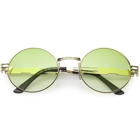 *clipped by @luci-her* Retro 1990's Oval Steampunk Flat Lens Sunglasses C477