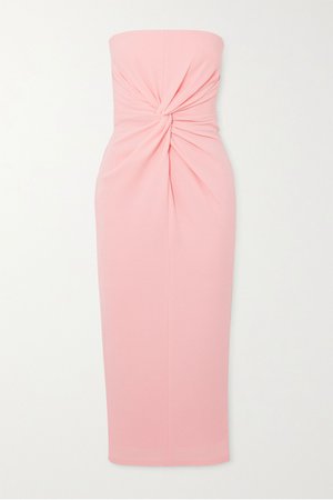Pastel pink Lindsey strapless gathered crepe midi dress | Alex Perry | NET-A-PORTER