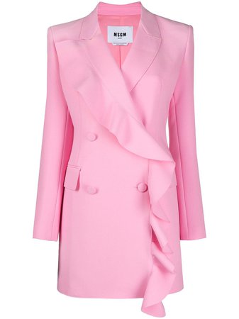 MSGM ruffle-trim blazer dress pink 3041MDA09217100 - Farfetch