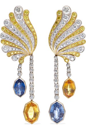 Buccellati | 18-karat yellow and white gold, diamond and sapphire earrings | NET-A-PORTER.COM