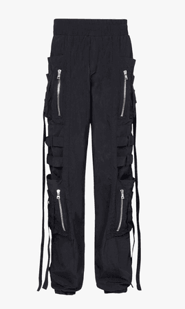 Balmain-Black nylon cargo pants