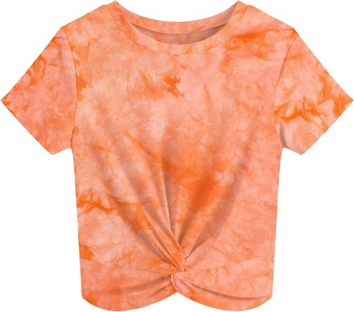 JINKESI Women's Summer Causal Short Sleeve Blouse Round Neck Crop Tops Twist Front Tee T-Shirt at Amazon Women’s Clothing store