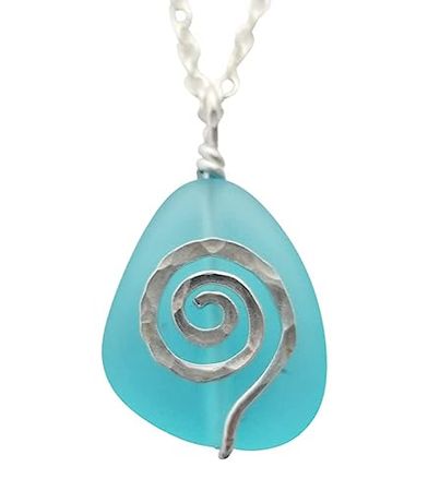 Amazon.com: Moana inspired Hawaii hammered swirls sea glass necklace, (Hawaii Gift Wrapped, Customizable Gift Message) : Handmade Products