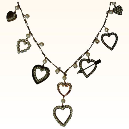 Vintage Heart Charm Necklace, Glass Works Studio, Valentine : Lake Girl Vintage | Ruby Lane