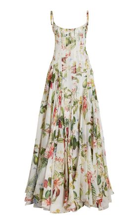 Floral & Fauna Silk Gazar Maxi Dress By Oscar De La Renta | Moda Operandi