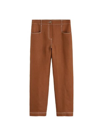 MANGO Contrasting seams linen-blend trousers