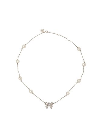 Shop Miu Miu crystal bow necklace with Express Delivery - Farfetch