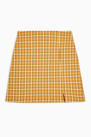 Mustard Stretch Check Mini Skirt | Topshop
