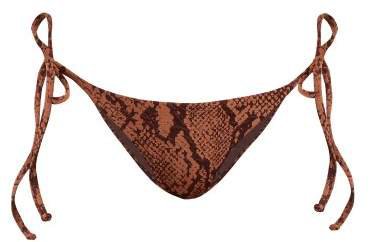 Lei Snakeskin Effect Jacquard Bikini Briefs - Womens - Brown