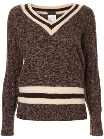 Shop brown Chanel Pre-Owned 1996 cashmere V-neck jumper with Express Delivery - Farfetch