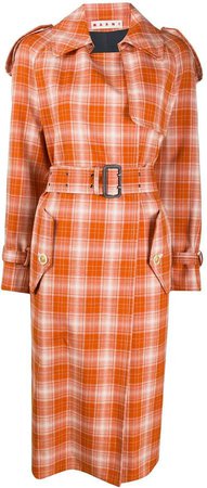 boxy fit checked trench coat
