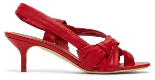 Wylie Cross Strap Slingback Leather Sandals - Womens - Red