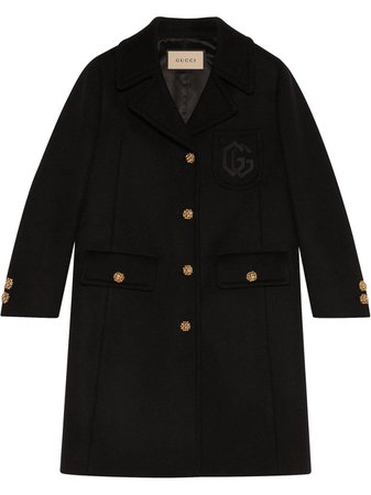 Gucci Double G embroidered button-front coat - FARFETCH