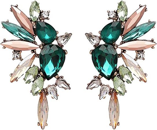 Amazon.com: Fashion Statement Vintage Drop Dangle Earrings for Women Girls Green Crystal Earrings: Clothing, Shoes & Jewelry