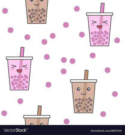 Bubble tea or pearl milk tea cartoon seamless Vector Image