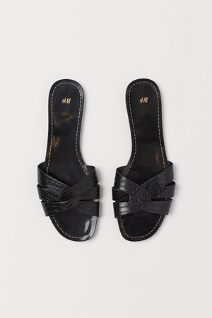 Slides - Black/crocodile-patterned - | H&M US