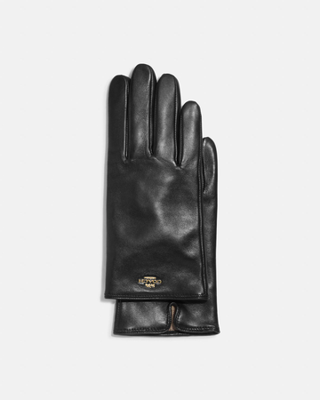 coach black, leather gloves