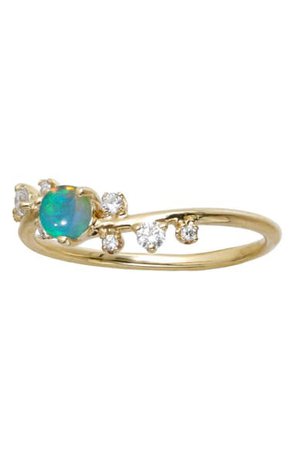 Wwake Botany Collection Crossover Opal & Diamond Ring | Nordstrom
