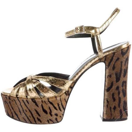 Saint Laurent ankle strap leopard print heels