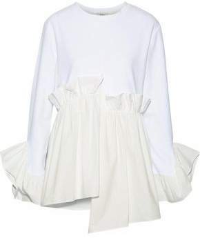 Ruffled Modal-cotton Blend And Cotton Top
