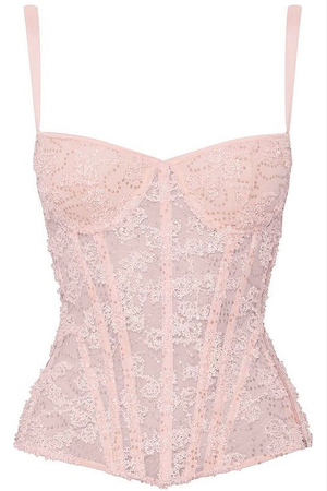 pink top lace corset