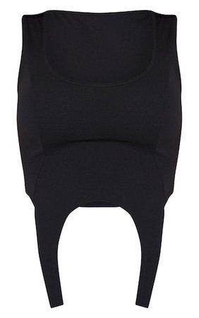 Shape Black Crepe Curved Hem Corset Crop Top | PrettyLittleThing