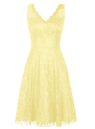 short yellow lace dress