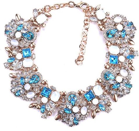 Amazon.com: Zthread Bib Statement Necklace Colorful Glass Crystal Collar Choker Necklace for Women Fashion Accessories (Blue) : Clothing, Shoes & Jewelry