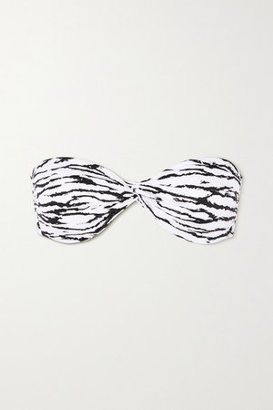 Lyon Tiger-print Bandeau Bikini Top - White