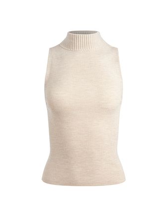 Darcey Turtleneck Sweater Tank In Almond Heather | Alice And Olivia
