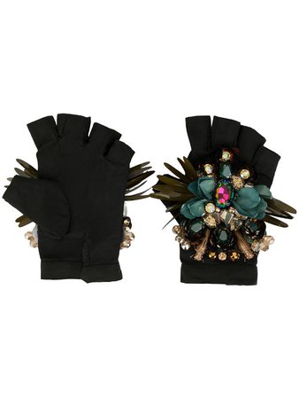 BIYAN crystal embellished gloves