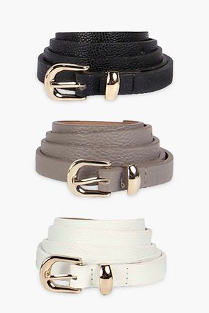 Skinny Belts 3 Pack | Boohoo