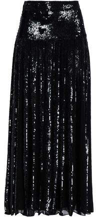 Sequin-embellished Organza Maxi Skirt