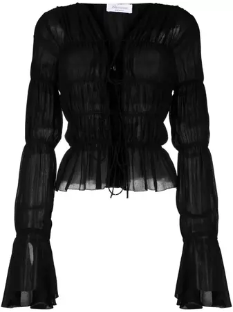 Blumarine Ruched front-tie Blouse - Farfetch