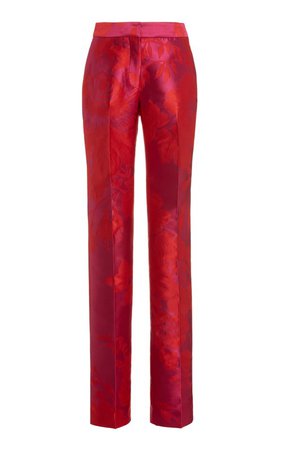 High-Rise Silk-Jacquard Straight-Leg Pants by Carolina Herrera | Moda Operandi