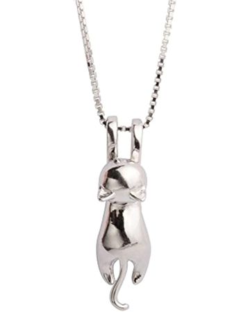 Amazon.com: TMCO 925 Sterling Silver Moon Cat Necklace Cat Pendant Necklace (cat pendant necklace) : Clothing, Shoes & Jewelry
