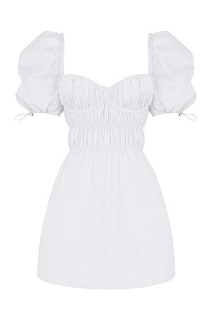 Clothing : Mini Dresses : Mistress Rocks 'Garden Party' White Gathered Mini Dress