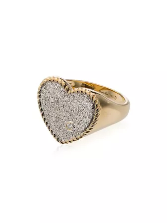 Yvonne Léon 18K gold and diamond Pave heart ring £2,475 - Fast Global Shipping, Free Returns