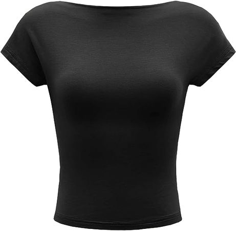 Avanova Women's Sexy Backless Short Sleeve Crop Tops Summer Cut Out Tees at Amazon Women’s Clothing store