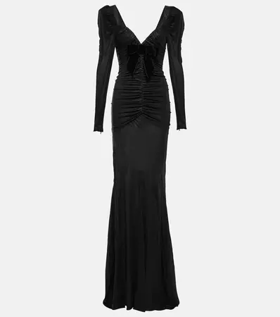 Draped Satin Maxi Dress in Black - Alessandra Rich | Mytheresa