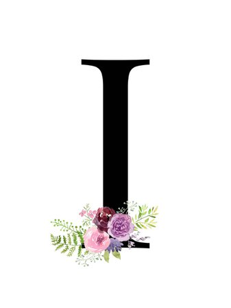 Letter I floral alphabet instant digital download | Etsy