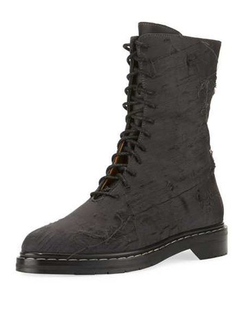 THE ROW Fara Distressed Lace-Up Boot