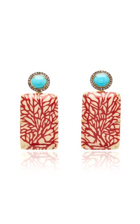 Marquetry Red Coral Earrings by Silvia Furmanovich | Moda Operandi