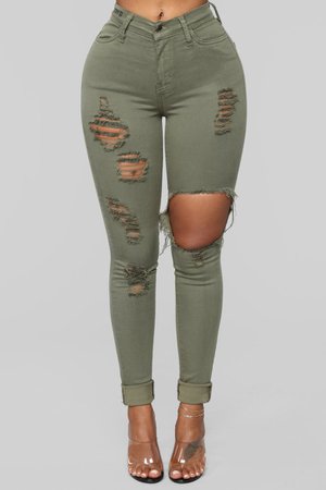 Glistening Jeans - Olive